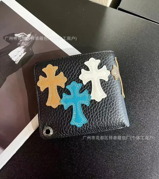 Chrome Hearts Triple Cross Black Leather Short Wallet - 7
