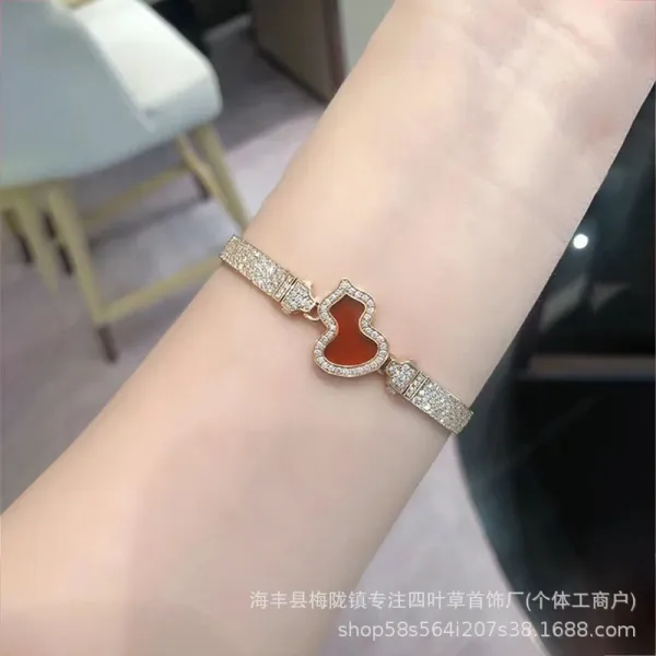 Heart Motif Pave-Set Gold-Tone Bracelet - 6
