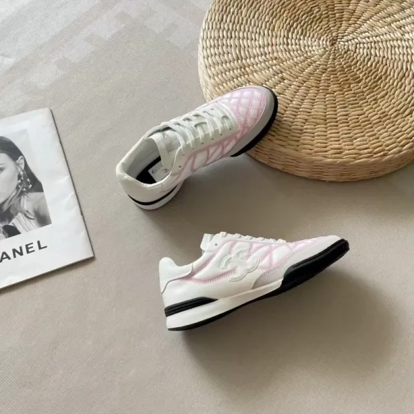 Chanel CC Logo Quilted Sneakers White Pink - 8