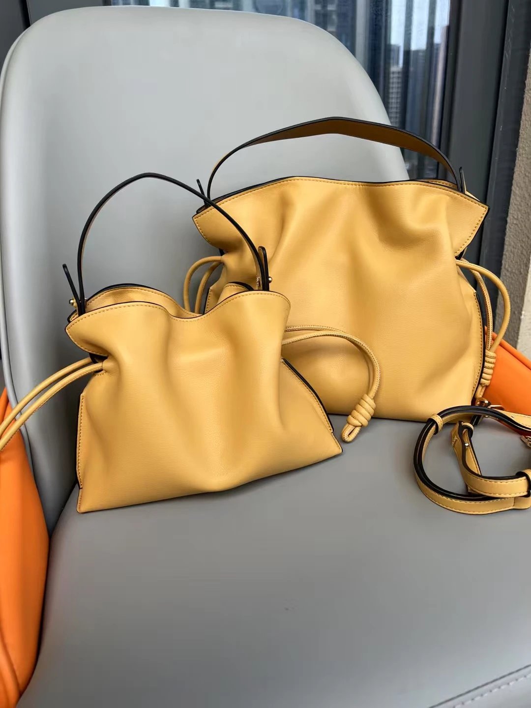 Loewe Flamenco Bucket Bag Mustard Yellow Handbags