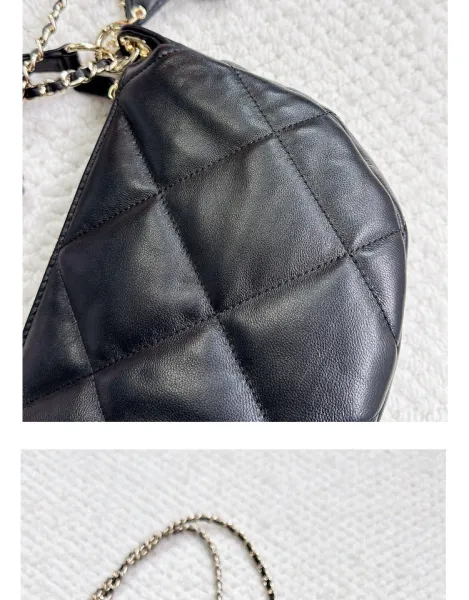 Chanel 22 Mini Quilted Half-Moon Bag Black Shoulder Bag - 25