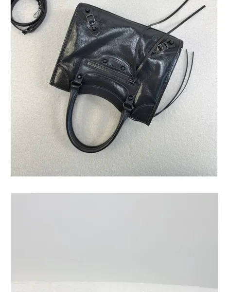 Balenciaga Mini City Bag Black Crinkled Leather Handbag - 30