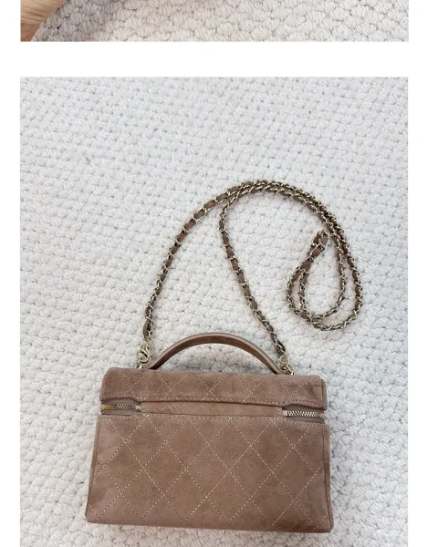 Chanel Mini Vanity Case Black Velvet Chain Bag - 18