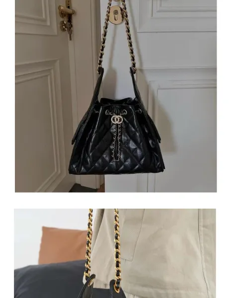 Chanel 22 Bag Black Quilted Leather Chain Shoulder Bag - 8