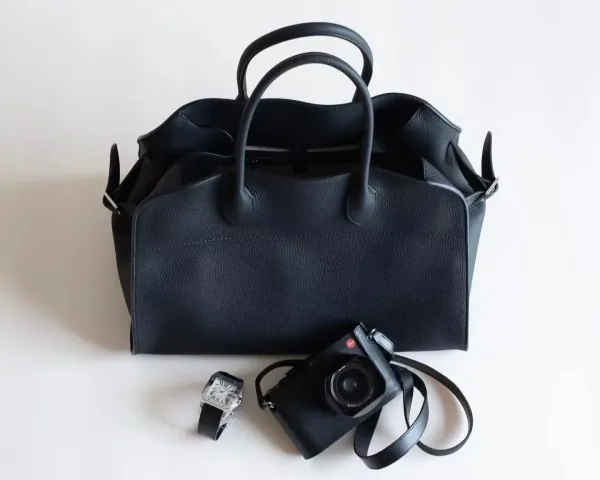 The Row Mini Soft Suede Beige Boston Bag - 16