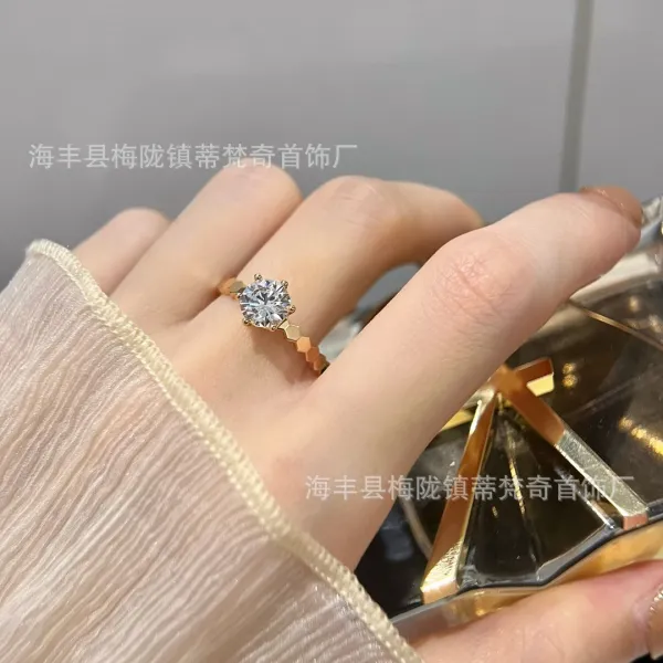 Hexagonal Pavé Ring Gold Tone Jewelry - 9