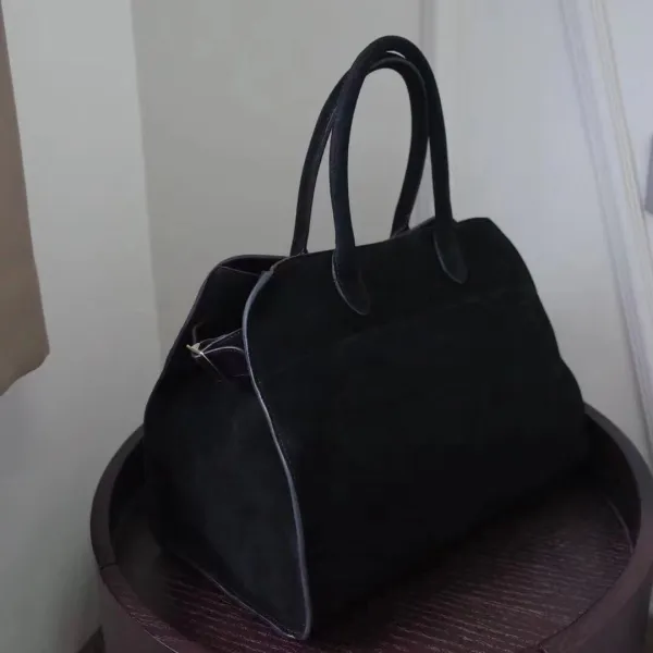 The Row Mini Soft Suede Beige Boston Bag - 24
