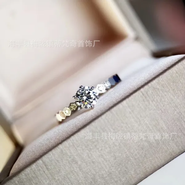 Hexagonal Pavé Ring Gold Tone Jewelry - 10
