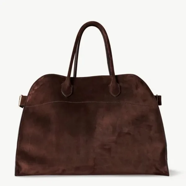 The Row Mini Soft Suede Beige Boston Bag - 34