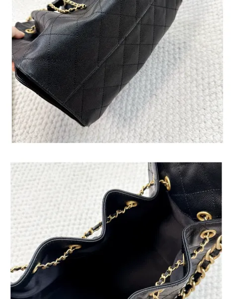 Chanel 22 Bag Black Quilted Leather Chain Shoulder Bag - 27
