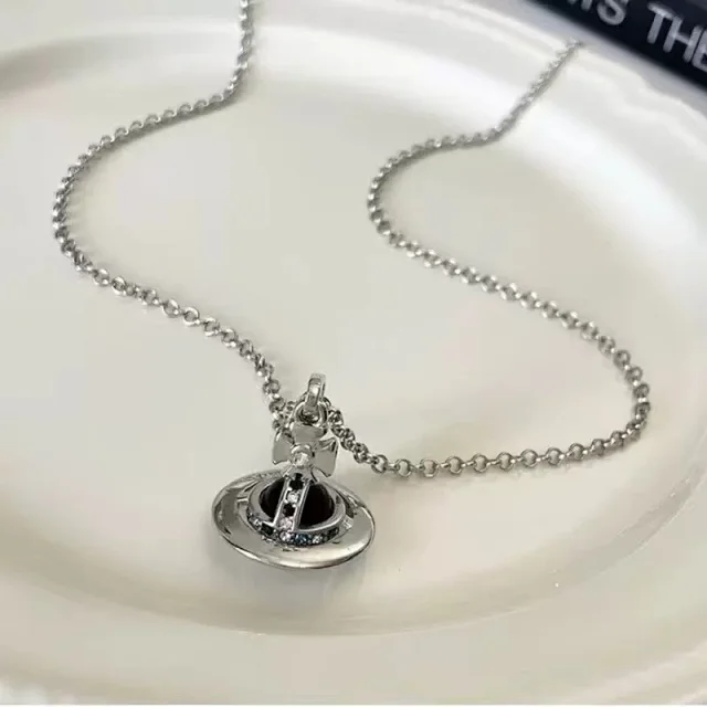 Unbranded Jewelry Saturn Orb Pendant Necklace with Cross Detail product detail image 10