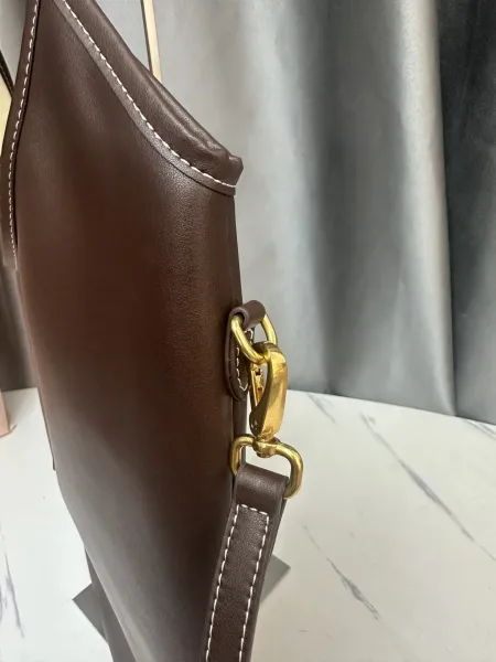 Miu Miu Logo-Embossed Distressed Brown Tote Bag - 24