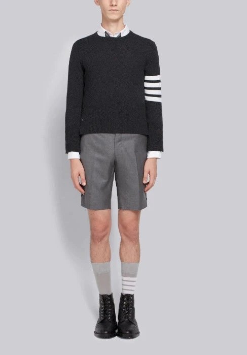 Thom Browne 4-Bar Stripe Crewneck Sweater Beige - 3