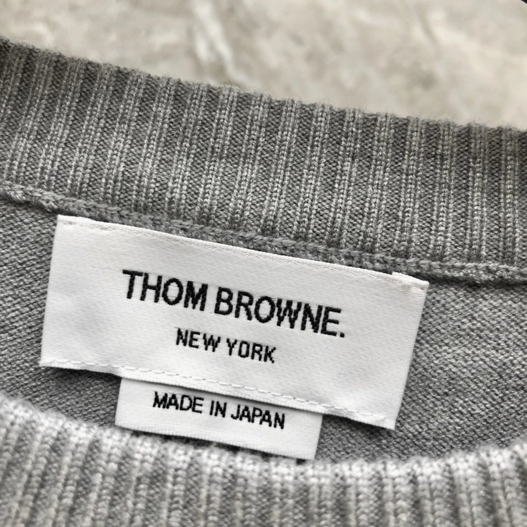 Thom Browne 4-Bar Stripe Crewneck Sweater Beige - 14