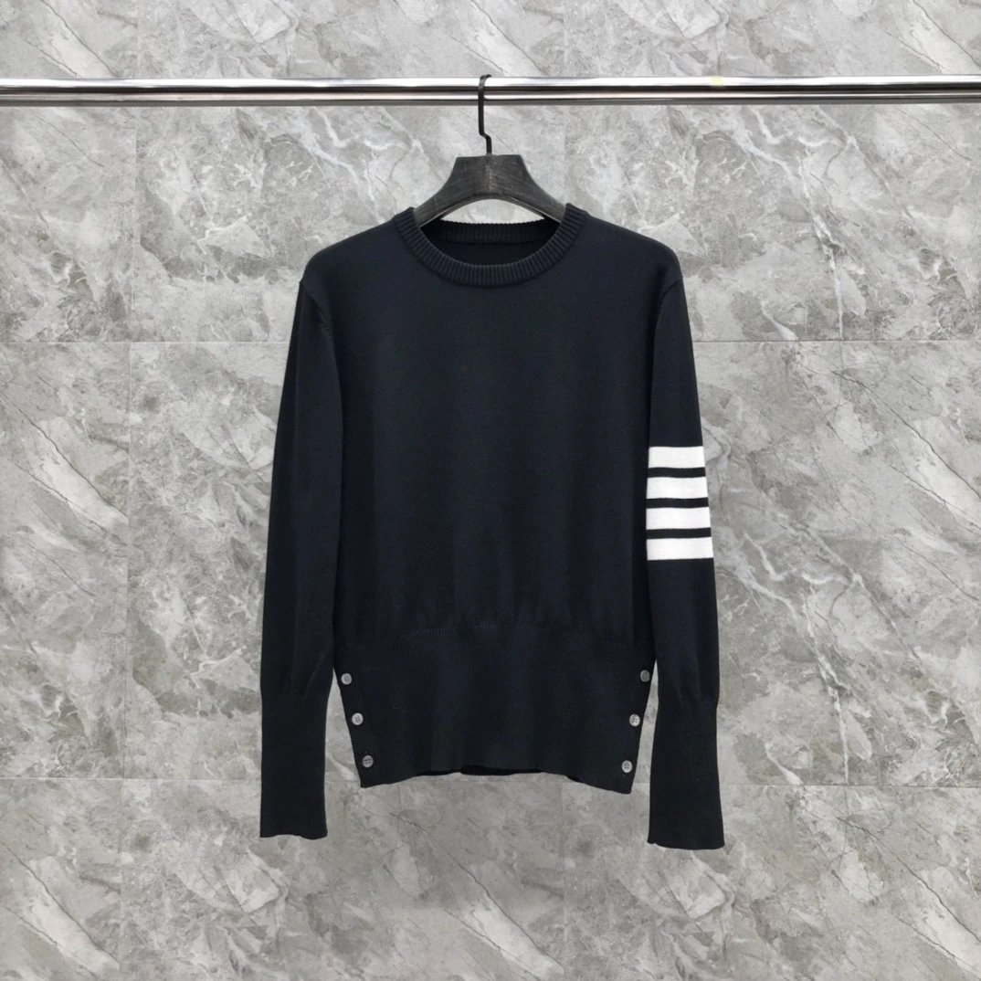 Thom Browne 4-Bar Stripe Crewneck Sweater Beige - 35
