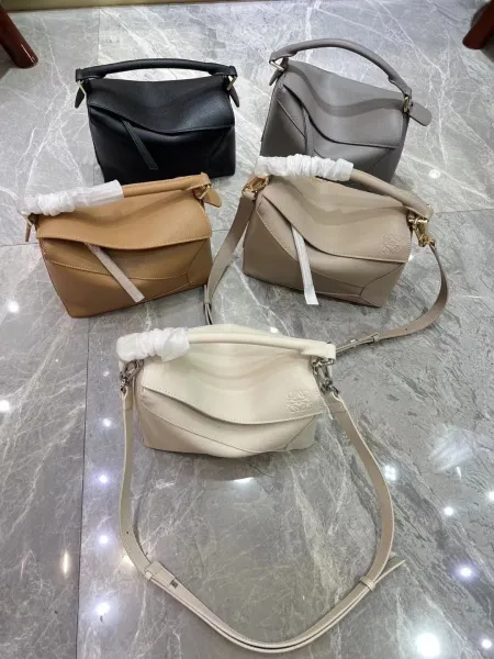 Loewe Puzzle Mini Bag Off-White Leather Shoulder Bag - 3