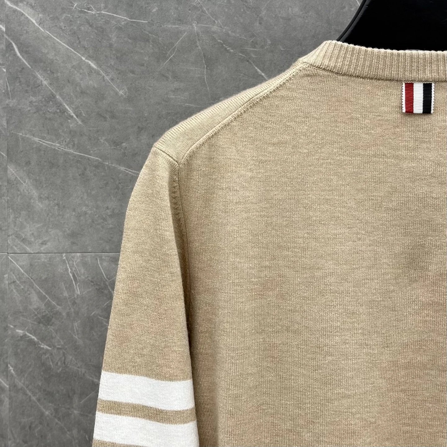 Thom Browne 4-Bar Stripe Crewneck Sweater Beige - 45