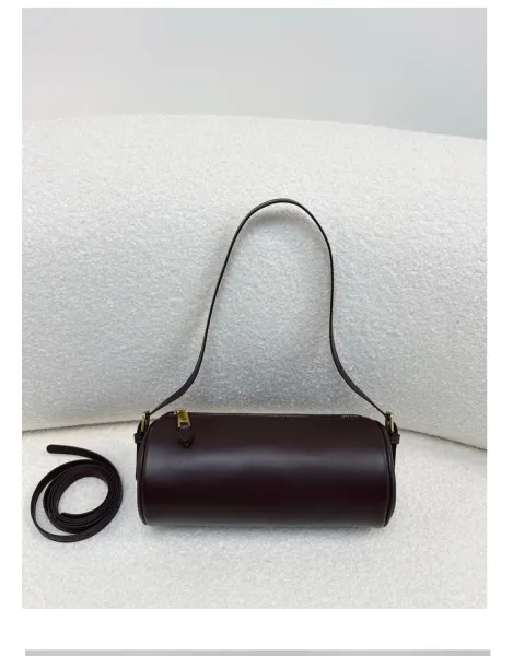 Cow Print Cylinder Shoulder Bag with Gold Hardware - 24