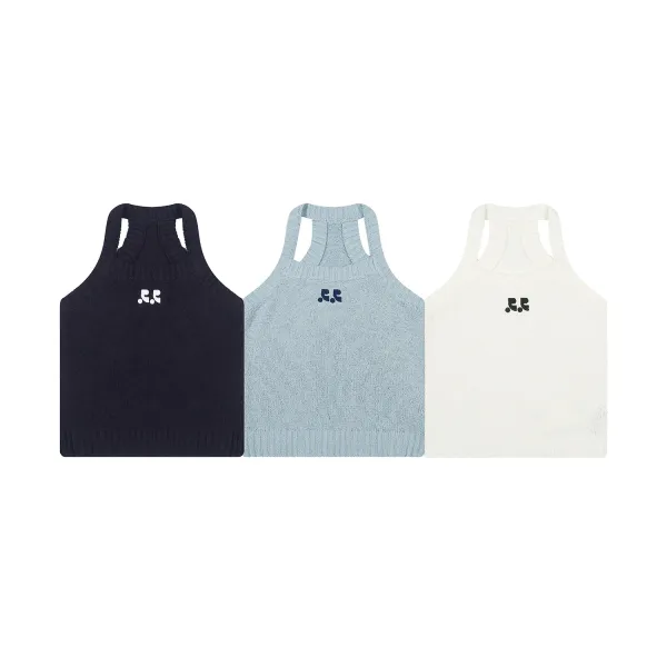 GRA Knit Halter Vest Top White - 3