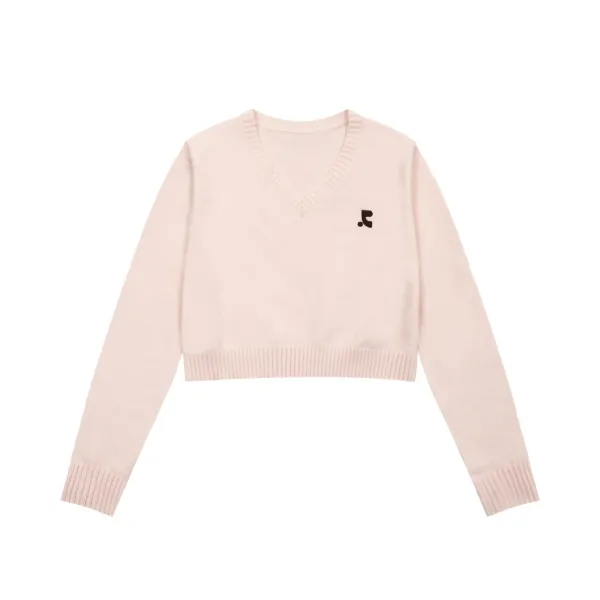 Saint Tears V-Neck Cropped Knit Sweater Black - 8