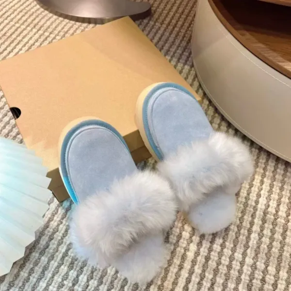 UGG Fluff Platform Slippers Beige Faux Fur Slippers - 3