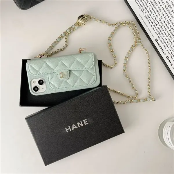 Chanel-Inspired Quilted Chain Phone Case Mint Green Phone-Case - 3