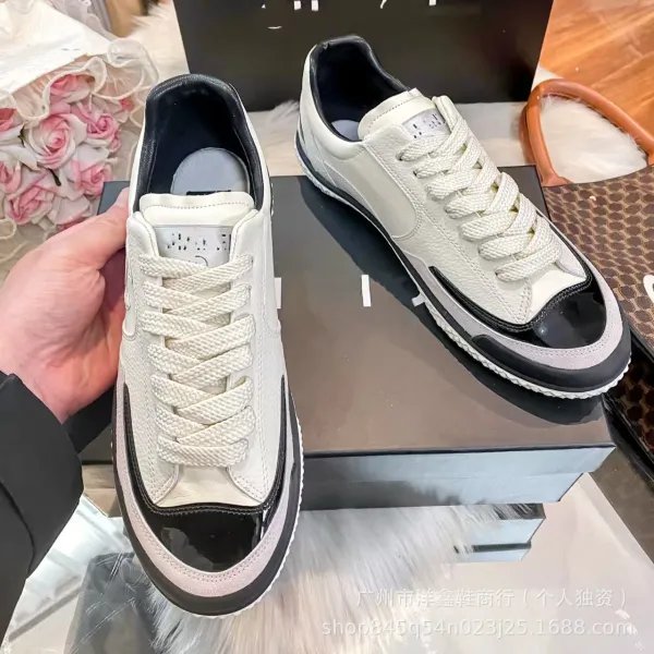 Chanel Tennis Classic White and Black Leather Sneakers - 8