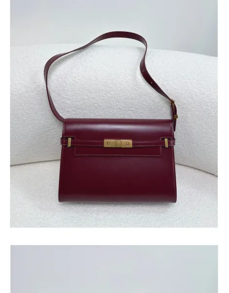 Saint Laurent Kate Medium Burgundy Leather Shoulder Bag - 25