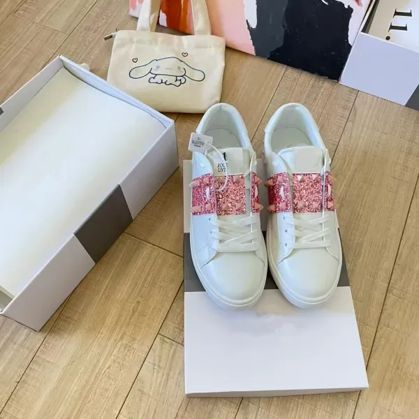 Valentino Garavani Rockstud Spike Crystal White Sneakers - 9