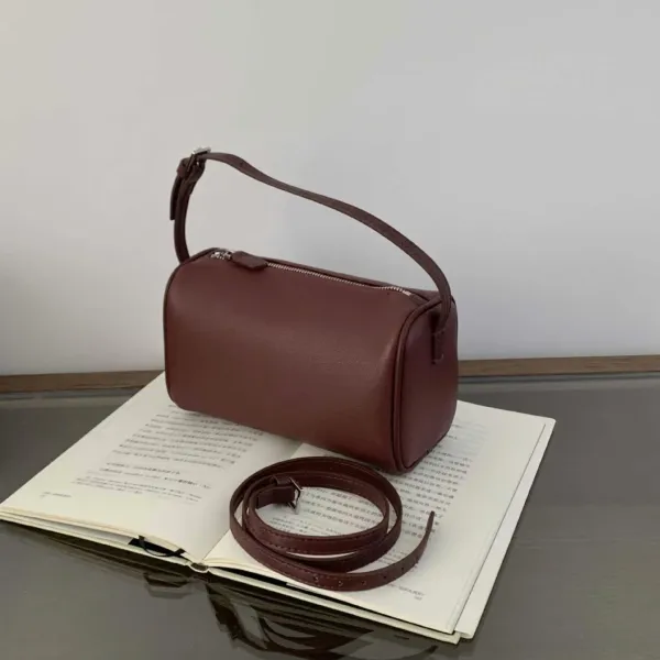 Minimalist Cylinder Handbag Black Leather Handbag - 25