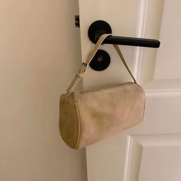 Minimalist Cylinder Handbag Black Leather Handbag - 9