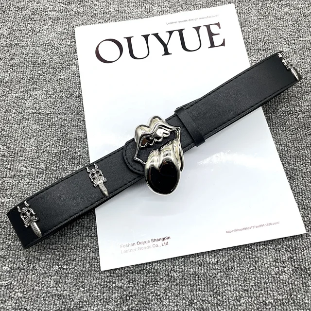 Unbranded Belts Cross-studded belt with ornate oval buckle product detail image 17