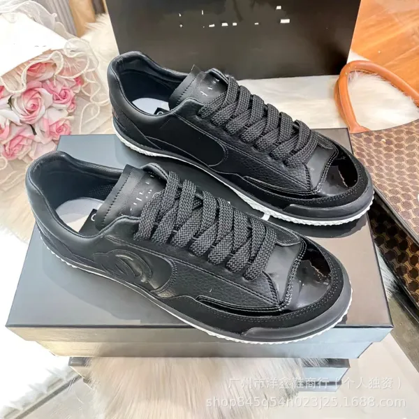 Chanel Tennis Classic White and Black Leather Sneakers - 20