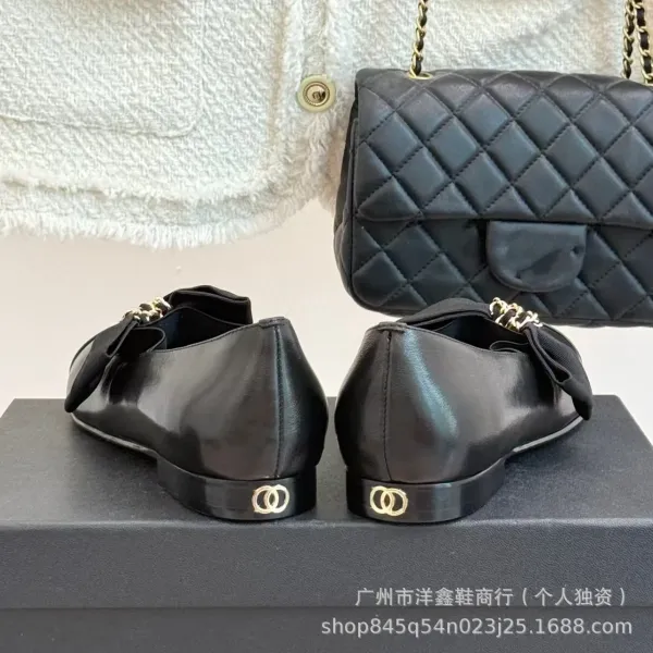 Chanel-inspired Two-Tone Bow Loafers Beige and Black Flat Shoes - 14