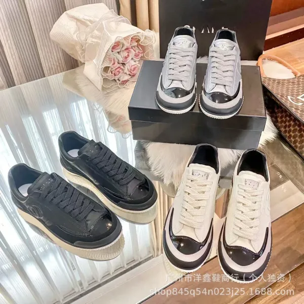 Chanel Tennis Classic White and Black Leather Sneakers - 2