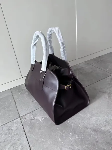 The Row Mini Soft Suede Beige Boston Bag - 30