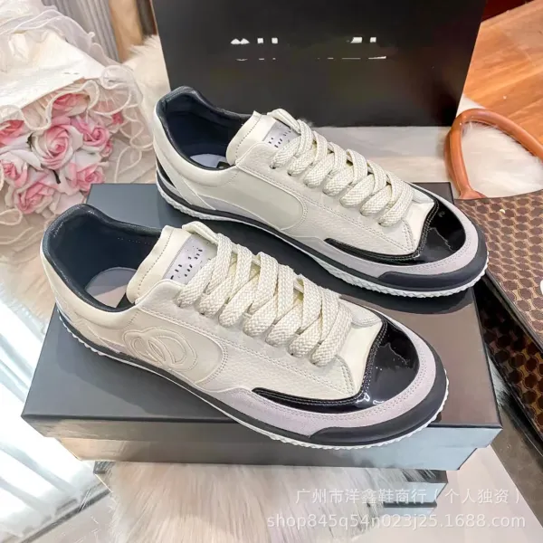 Chanel Tennis Classic White and Black Leather Sneakers - 6
