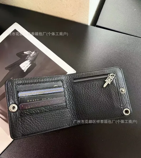 Chrome Hearts Triple Cross Black Leather Short Wallet - 8