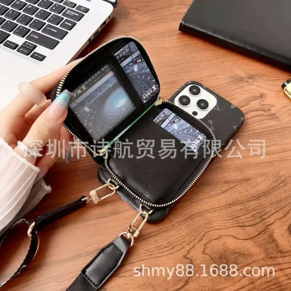 Louis Vuitton Monogram Eclipse Phone Case with Crossbody Strap Black Phone-Accessories - 7
