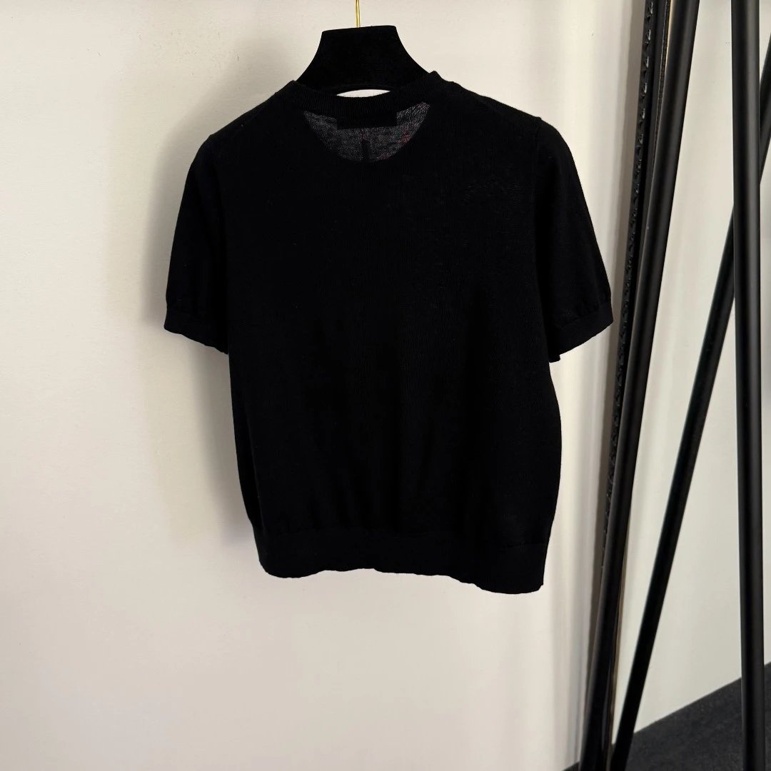 Dior Men's Black Knit T-Shirt with Clover Logo - 5