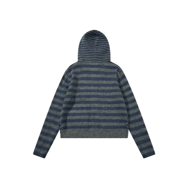 Design Striped Cropped Hoodie in Sage Green and Beige - 5