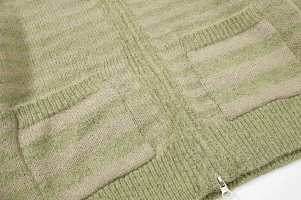 Design Striped Cropped Hoodie in Sage Green and Beige - 13