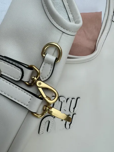 Miu Miu Logo-Embossed Distressed Brown Tote Bag - 17