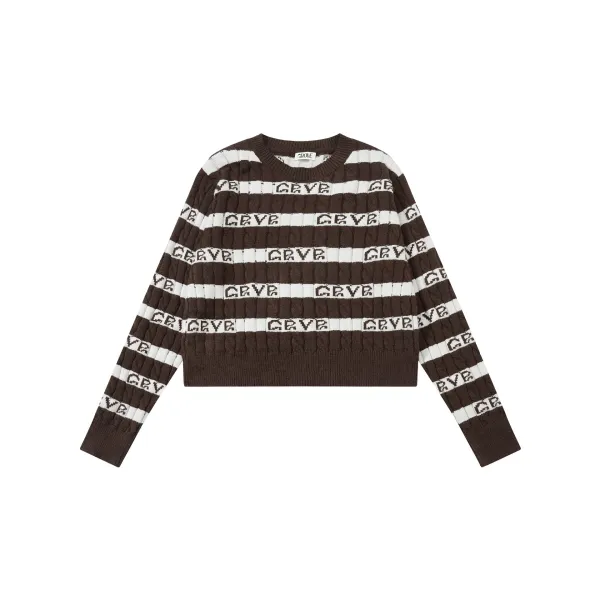 GRA Logo Stripe Ribbed Knit Sweater White/Gray - 5
