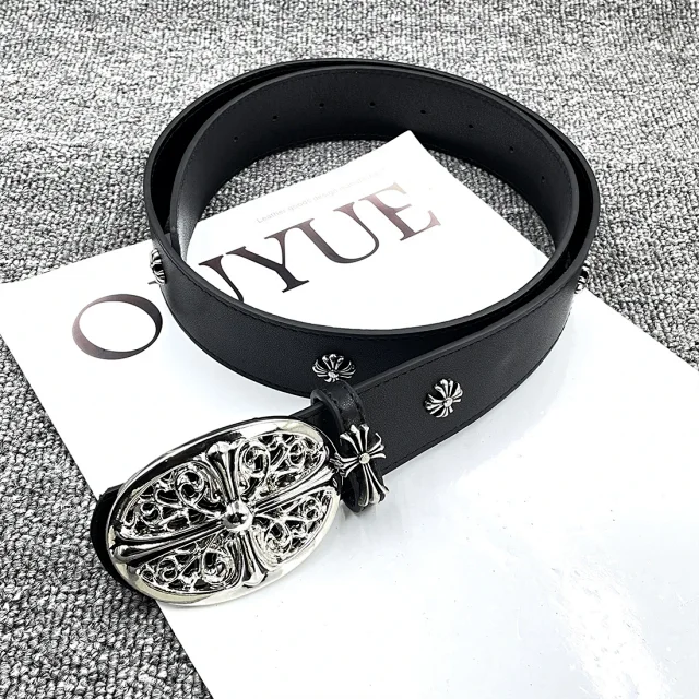 Unbranded Belts Cross-studded belt with ornate oval buckle product detail image 44