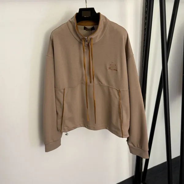 Design Cropped Half-Zip Sweater and Wide-Leg Sweatpants Set Beige - 7