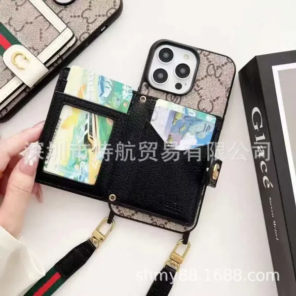 Gucci GG Marmont Phone Case with Card Holder and Strap Beige/Brown - 7