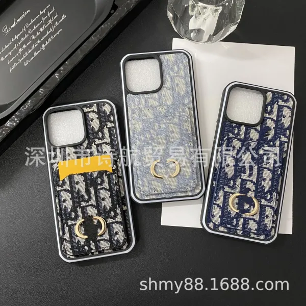 Dior Oblique Print Cardholder Phone Case Gray Beige Phone-Case - 2