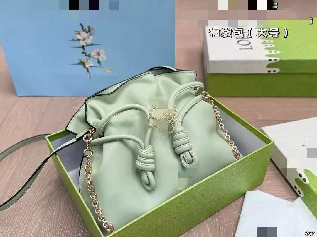 Loewe Flamenco Bucket Bag Mint Green Shoulder Bag