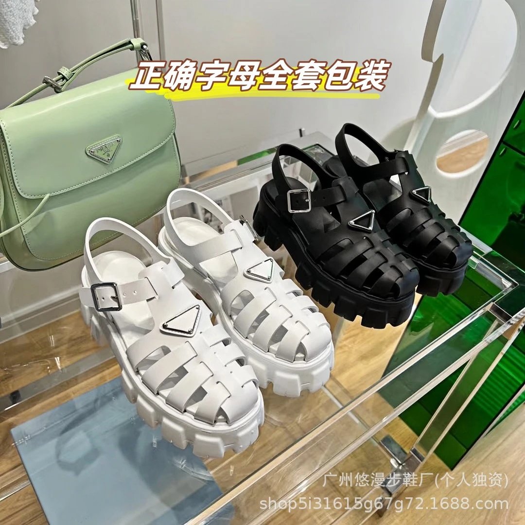 Triangle Logo Thick-Sole Roman Sandals